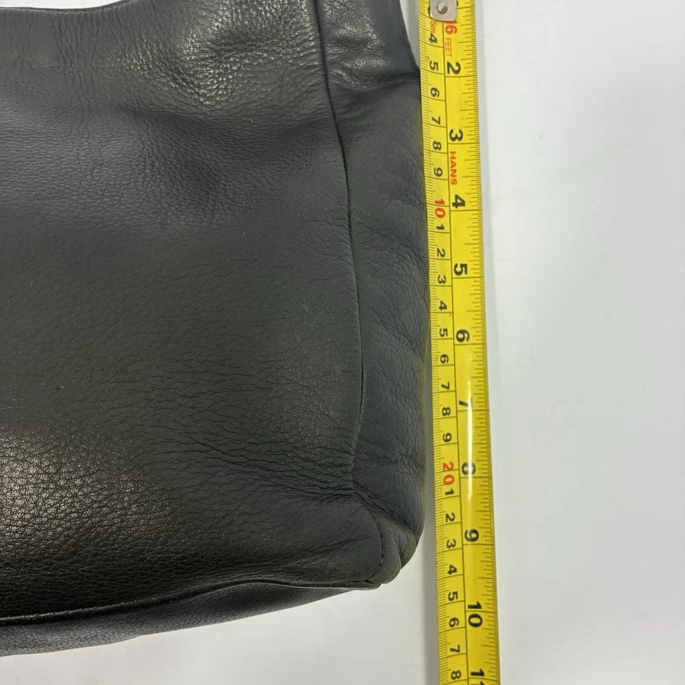 VTG A. Giannetti Genuine Leather Black Shoulder Tote Bag Gold Hardware Purse Y2K
